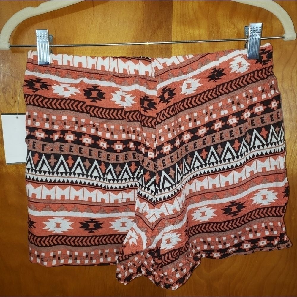 BeBop Rust/Brown Aztec Printed Shorts - Picture 2 of 6